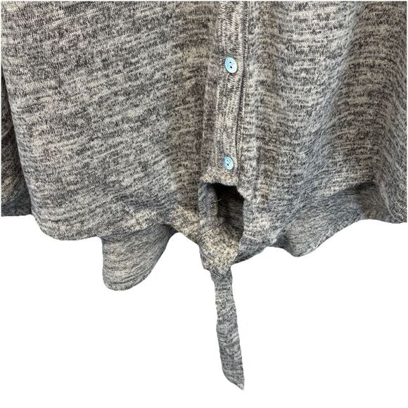 Anthropologie Fig & Flower Embroidered Tie‑Front Button Top 2X Gray Boho Sleeve - Picture 6 of 10